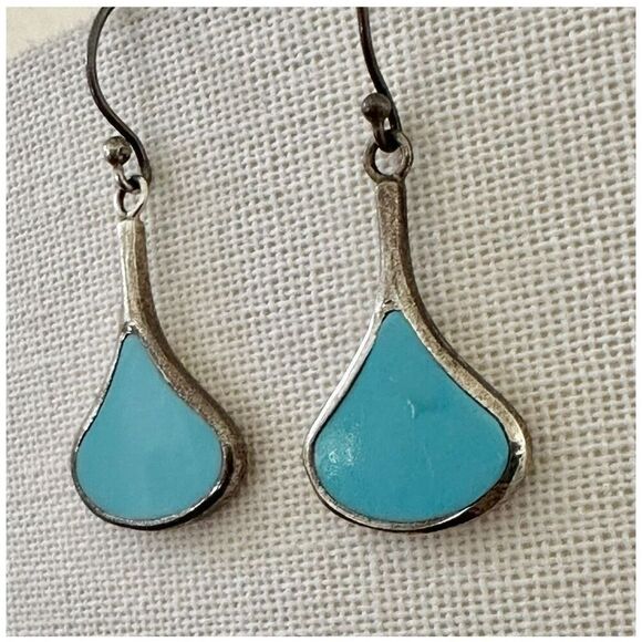 Sterling silver turquoise drop earrings - Picture 2 of 12